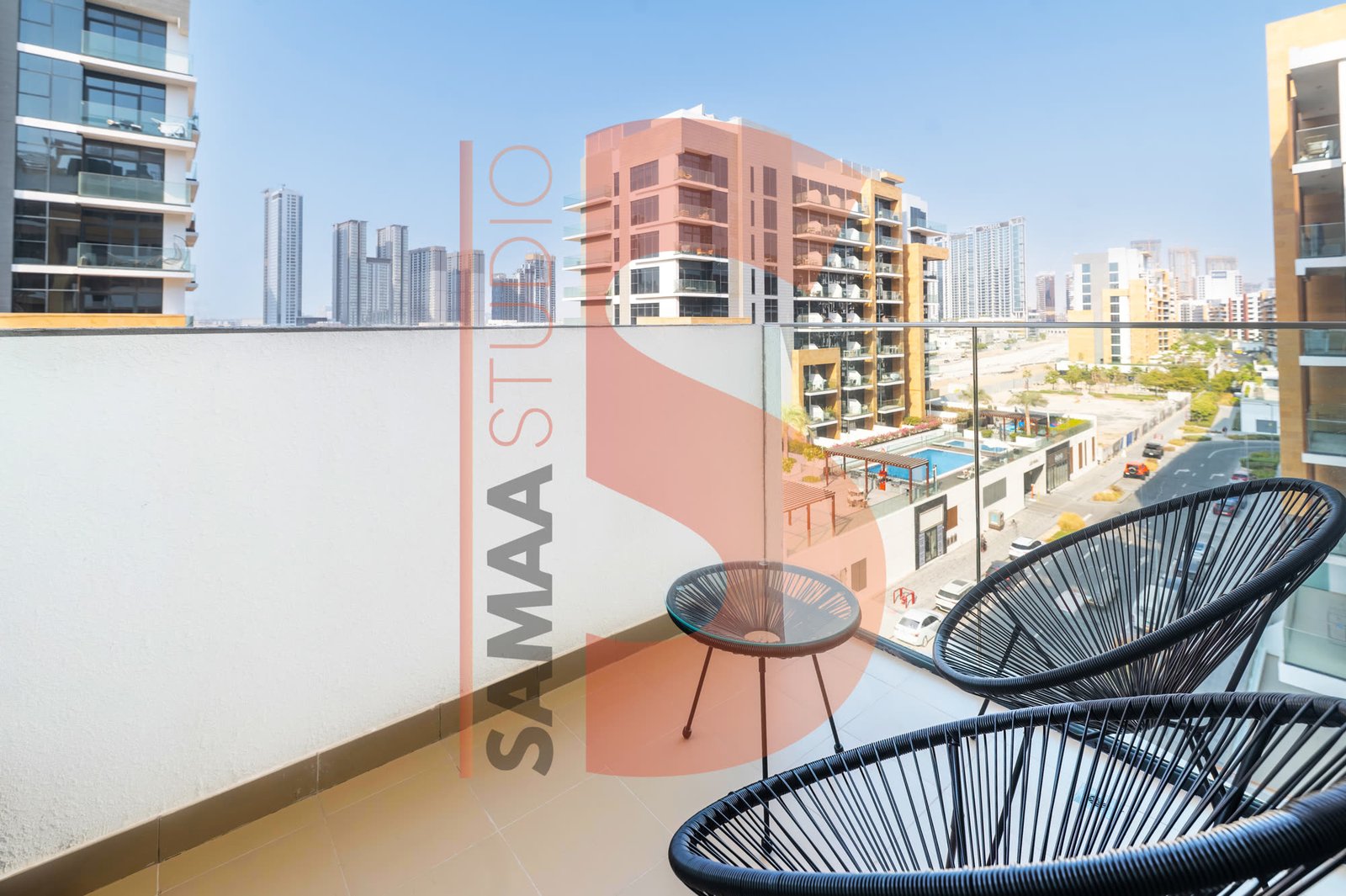 UAE apartment balcony with city view