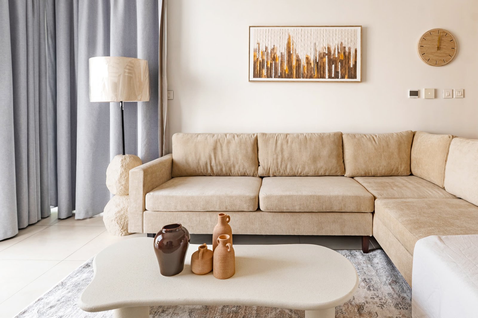Edited real estate interior — UAE apartment living room